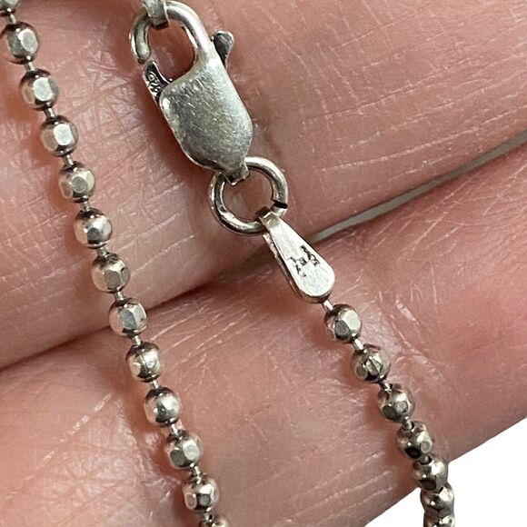 Vntg 1mm Italy 925 Sterling Silver Thin Ball Bead Anklet Bracelet 9" Signed KC - Picture 3 of 5